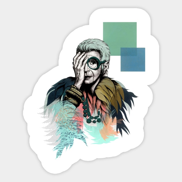 Iris Apfel Fashion Icon American Sticker by The Prediksi 